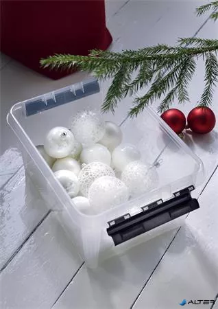 Műanyag tárolódoboz, 8 liter, fekete fogantyúkkal, SMARTSTORE "Classic 10", átlátszó