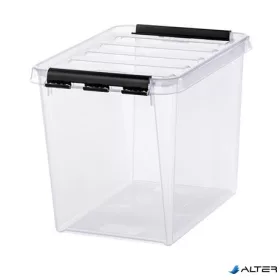   Műanyag tárolódoboz, 14 liter, fekete fogantyúkkal, SMARTSTORE "Classic 11", átlátszó