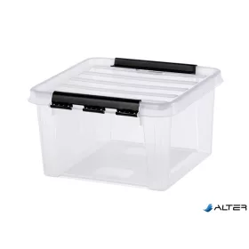   Műanyag tárolódoboz, 8 liter, fekete fogantyúkkal, SMARTSTORE "Classic 12", átlátszó