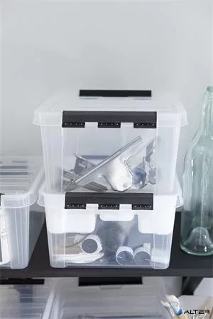 Műanyag tárolódoboz, 8 liter, fekete fogantyúkkal, SMARTSTORE 'Classic 12', átlátszó