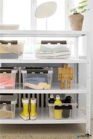 Műanyag tárolódoboz, 8 liter, fekete fogantyúkkal, SMARTSTORE 'Classic 12', átlátszó