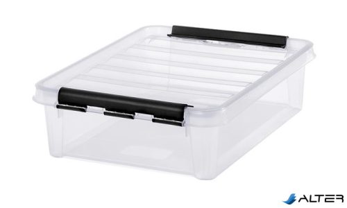 Műanyag tárolódoboz, 8 liter, fekete fogantyúkkal, SMARTSTORE "Classic 14", átlátszó