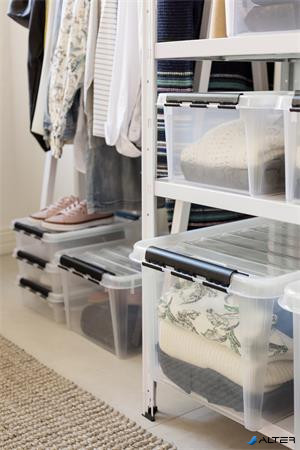 Műanyag tárolódoboz, 8 liter, fekete fogantyúkkal, SMARTSTORE 'Classic 14', átlátszó