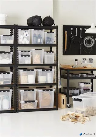 Műanyag tárolódoboz, 8 liter, fekete fogantyúkkal, SMARTSTORE 'Classic 14', átlátszó