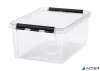 Műanyag tárolódoboz, 14 liter, fekete fogantyúkkal, SMARTSTORE 'Classic 15', átlátszó