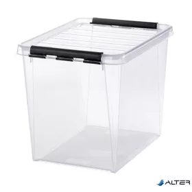   Műanyag tárolódoboz, 25 liter, fekete fogantyúkkal, SMARTSTORE "Classic 16", átlátszó