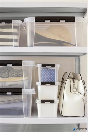 Műanyag tárolódoboz, 21 liter, fekete fogantyúkkal, SMARTSTORE 'Classic 24', átlátszó