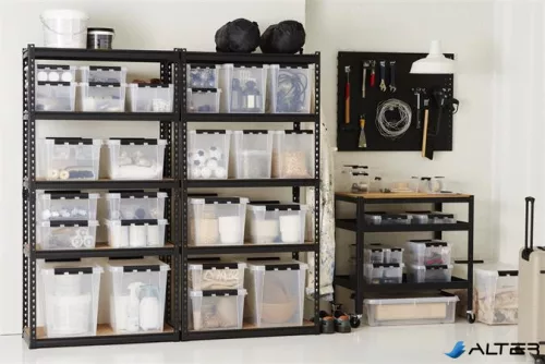 Műanyag tárolódoboz, 21 liter, fekete fogantyúkkal, SMARTSTORE 'Classic 24', átlátszó