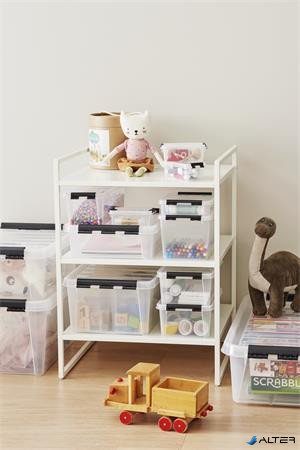 Műanyag tárolódoboz, 21 liter, fekete fogantyúkkal, SMARTSTORE 'Classic 24', átlátszó