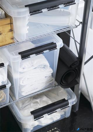 Műanyag tárolódoboz, 21 liter, fekete fogantyúkkal, SMARTSTORE 'Classic 24', átlátszó