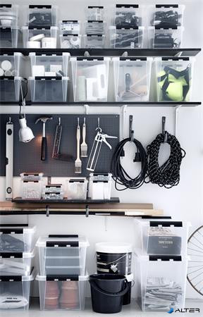 Műanyag tárolódoboz, 32 liter, fekete fogantyúkkal, SMARTSTORE 'Classic 31', átlátszó