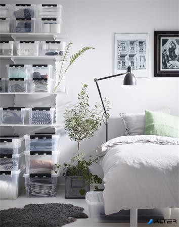 Műanyag tárolódoboz, 32 liter, fekete fogantyúkkal, SMARTSTORE 'Classic 31', átlátszó