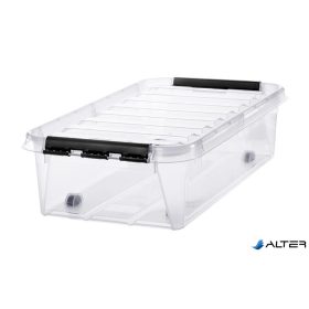   Műanyag tárolódoboz, 31 liter, fekete fogantyúkkal és görgőkkel, SMARTSTORE 'Classic 35', átlátszó