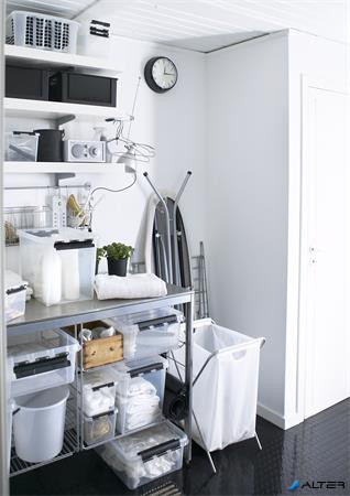 Műanyag tárolódoboz, 31 liter, fekete fogantyúkkal és görgőkkel, SMARTSTORE 'Classic 35', átlátszó