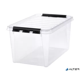   Műanyag tárolódoboz, 47 liter, fekete fogantyúkkal, SMARTSTORE "Classic 45", átlátszó