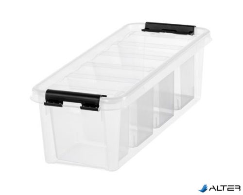 Műanyag tárolódoboz, fekete fogantyúkkal, 4 rekeszes, SMARTSTORE "Classic 4", átlátszó