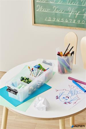 Műanyag tárolódoboz, fekete fogantyúkkal, 4 rekeszes, SMARTSTORE 'Classic 4', átlátszó