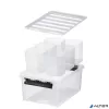 Műanyag tárolódoboz, fekete fogantyúkkal, 6 rekeszes, SMARTSTORE "Classic 15", átlátszó