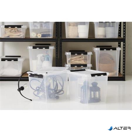 Műanyag tárolódoboz, 52 liter, fekete fogantyúkkal, SMARTSTORE 'Classic 50', átlátszó