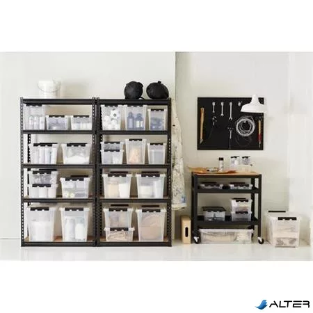 Műanyag tárolódoboz, 52 liter, fekete fogantyúkkal, SMARTSTORE 'Classic 50', átlátszó