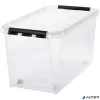 Műanyag tárolódoboz, 70 liter, fekete fogantyúkkal, SMARTSTORE "Classic 70", átlátszó