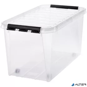   Műanyag tárolódoboz, 70 liter, fekete fogantyúkkal, SMARTSTORE "Classic 70", átlátszó
