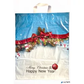 Szalagfüles táska, 40x42 cm, "Merry Christmas"