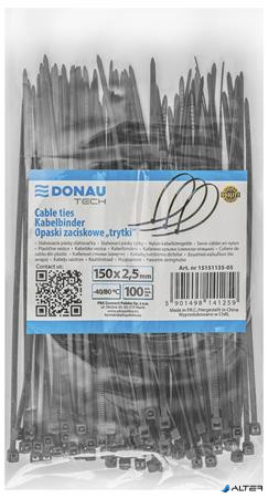 Kábelkötegelő, gyorskötöző, 2,5x150mm, DONAU "Tech", fekete