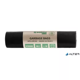   Szemeteszsák, extra erős, 60 l, 10 db, 30 µ, DONAU 'Eco', fekete