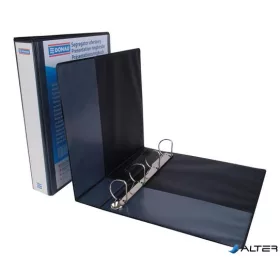   Gyűrűs könyv, panorámás, 4 gyűrű, D alakú, 63 mm, A4, PP, DONAU, fekete