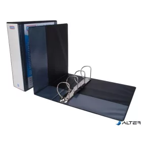   Gyűrűs könyv, panorámás, 4 gyűrű, D alakú, 100 mm, A4, PP, DONAU, fekete