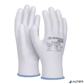   Szerelőkesztyű, PU, DONAU 'Safety', 9/L méret, fehér
