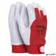 Védőkesztyű, kecskebőr, DONAU"Safety", 9/L méret, fehér-piros