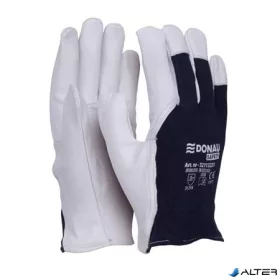   Védőkesztyű, kecskebőr, DONAU 'Safety', 10/XL méret, fehér-tengerészkék