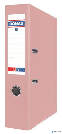 Iratrendező, 75 mm, A4, PP/karton, élvédő sínnel,  DONAU 'Life', pasztell rózsaszín