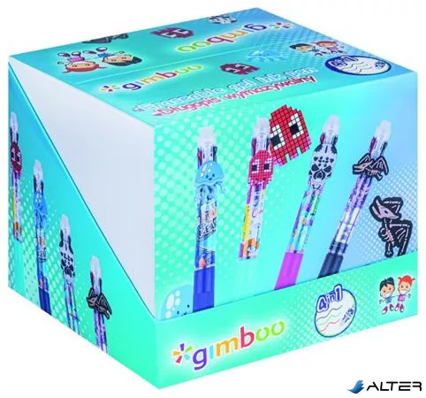 Zseléstoll display, törölhető, nyomógombos, négyszínű, 'Gimboo', 4 különböző mintával