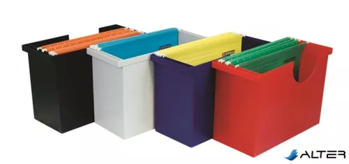 Függőmappa tároló, műanyag, 5 db függőmappával, DONAU, piros