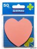 Öntapadó jegyzettömb, szív alakú, 50 lap, DONAU, rózsaszín