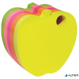   Öntapadó jegyzettömb, alma alakú, 400 lap, DONAU, vegyes neon színek