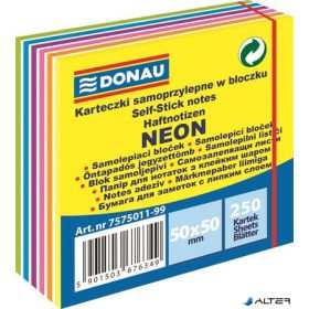   Öntapadó jegyzettömb, 50x50mm,250 lap, DONAU,  fehér és neon színek