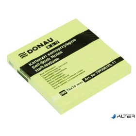   Öntapadó jegyzettömb, 76x76mm, 100 lap, DONAU 'ECO', sárga