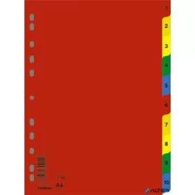 Regiszter, műanyag, A4, 1-10, DONAU, színes