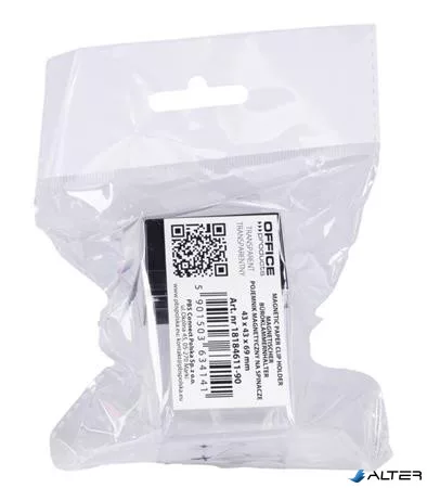 Gemkapocstartó, mágneses, négyszögletű, OFFICE PRODUCTS, átlátszó-fekete