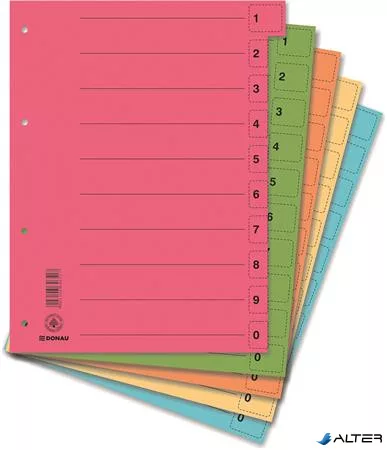 Regiszter, karton, A4, mikroperforált, DONAU, kék