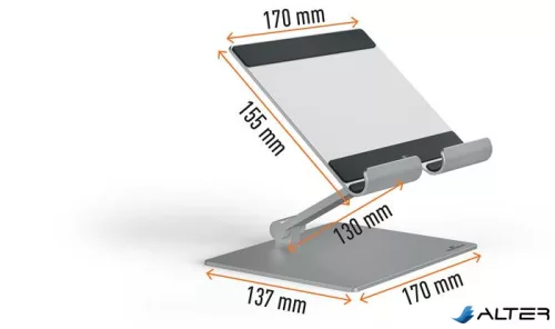 Tablet tartó állvány, asztali, DURABLE "RISE", ezüst