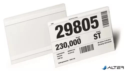 Logisztikai zseb, A5, fekvő, DURABLE "HARD COVER", öntapadó csíkkal, átlátszó