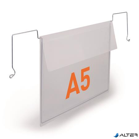 Logisztikai zseb, A5, fekvő, DURABLE, dróttal, áttetsző