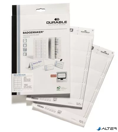 Betétlap, 60x90 mm, DURABLE, fehér