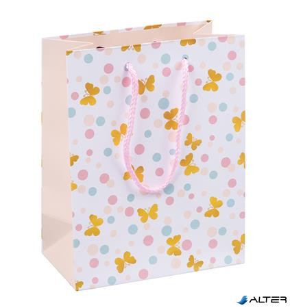 Ajándéktáska, zsinórfüles, 18x23x10 cm, DONAU "Home", vegyes minta