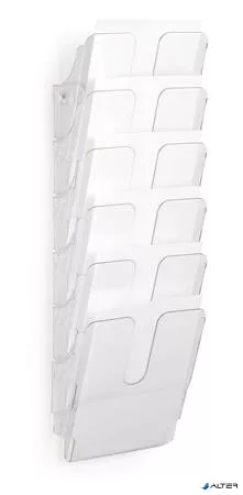 Prospektustartó, fali, álló, A4, DURABLE "FLEXIPLUS 6", áttetsző